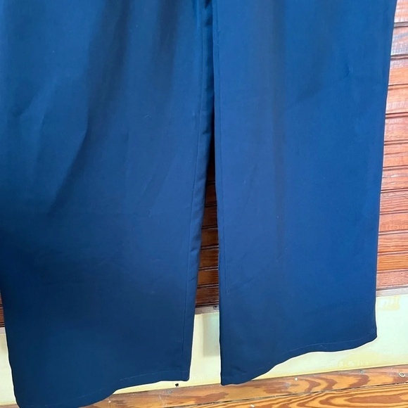 Jay Godfrey Dryden Bow Pleated Jumpsuit Wide Leg Navy Blue Size 2 Black Satin - Picture 5 of 11